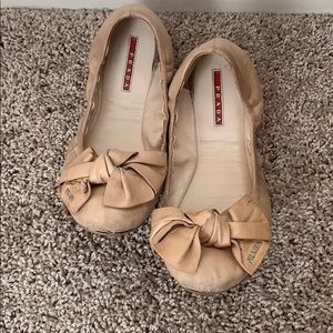Prada Nude Soft Leather Flats